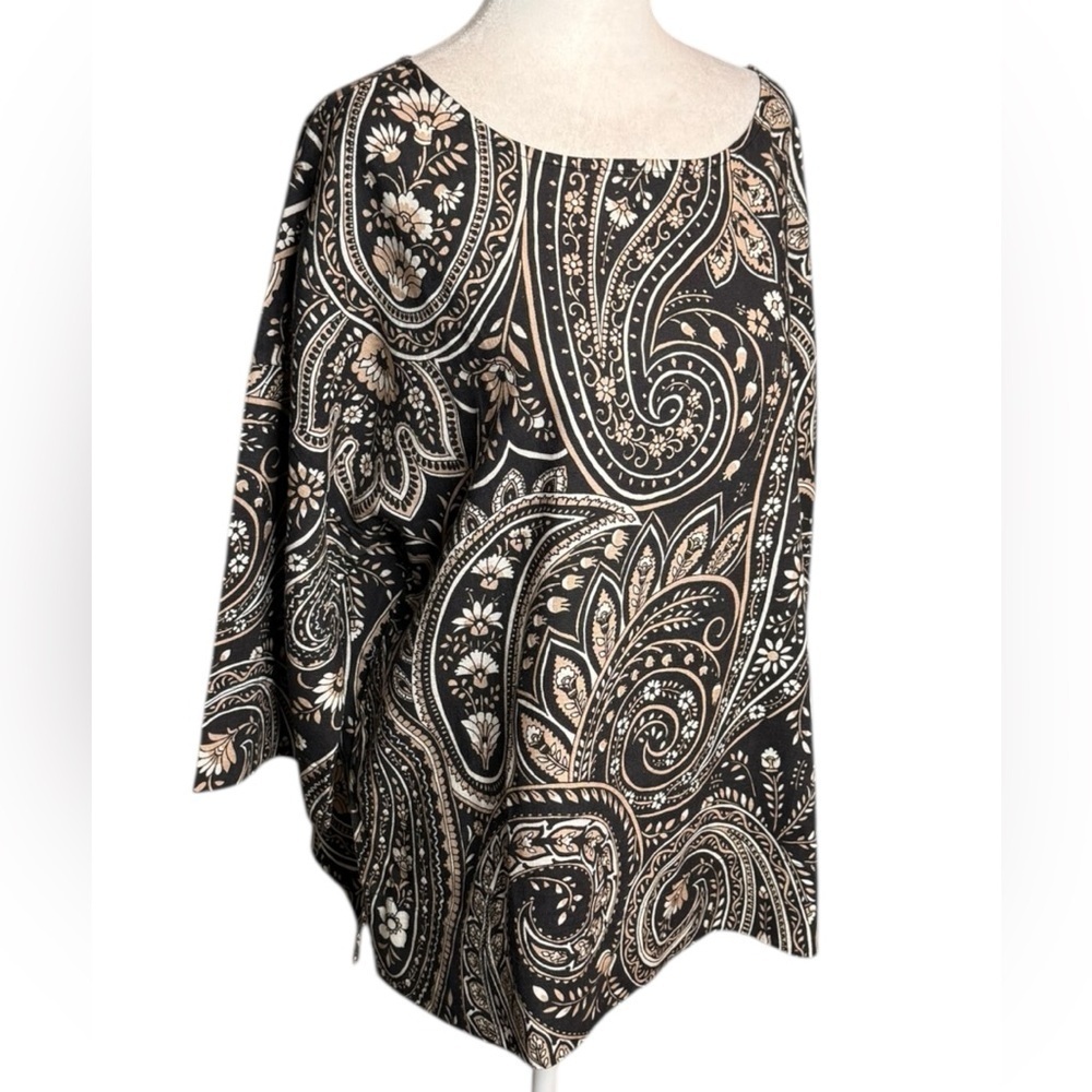 Soft Surroundings Black and Cream Paisley Blouse - Picture 4 of 16